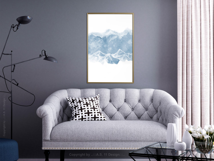 Poster Icy Land - winter landscape of snowy mountains on a uniform background 117777 additionalImage 5