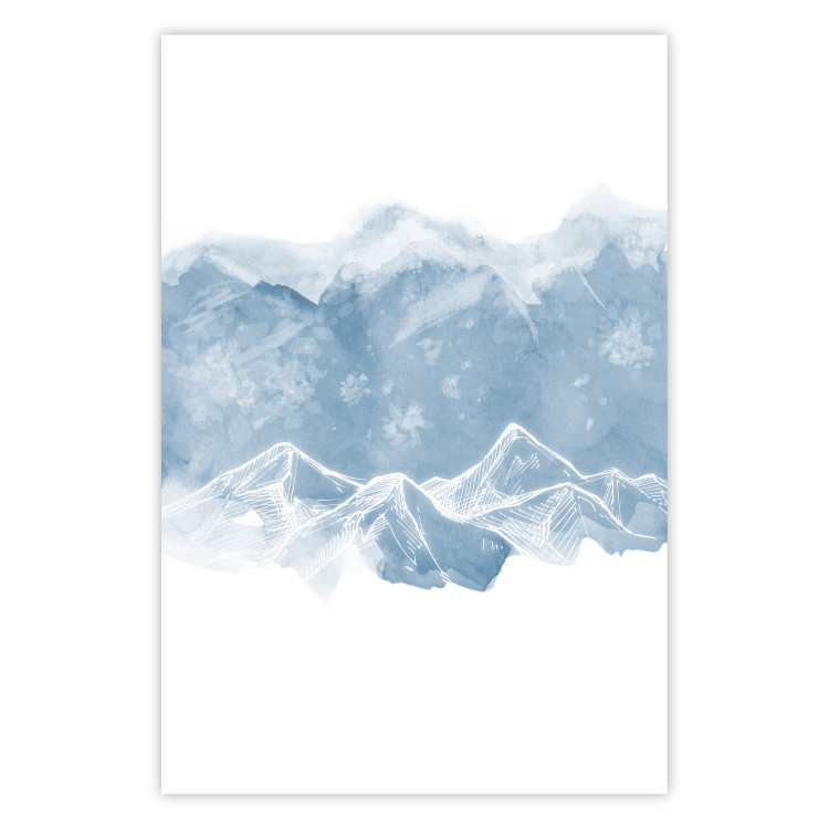 Poster Icy Land - winter landscape of snowy mountains on a uniform background 117777
