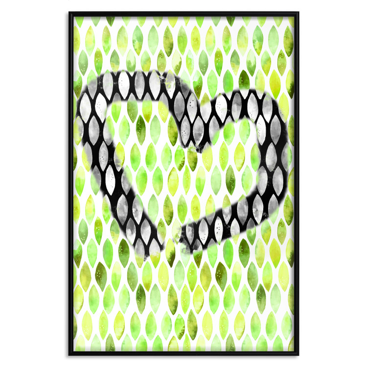 Wall Poster Spring Sign - composition with a painted watercolor green pattern and a heart 118277 additionalImage 18