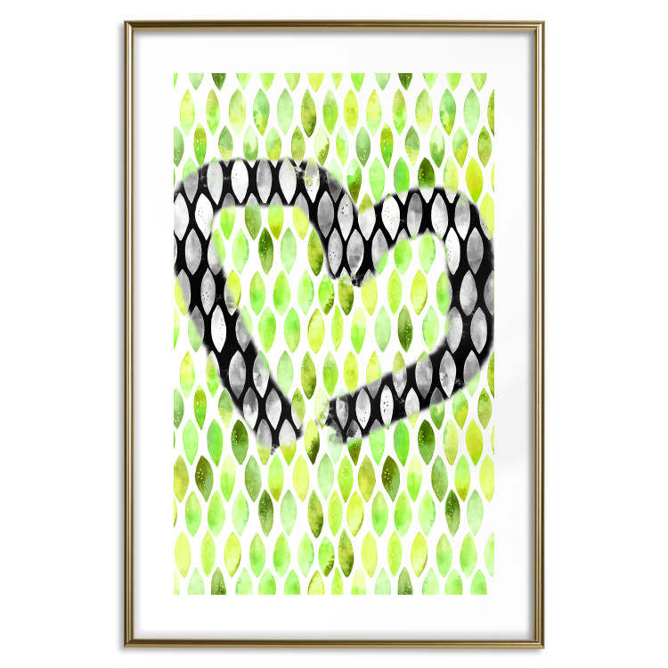 Wall Poster Spring Sign - composition with a painted watercolor green pattern and a heart 118277 additionalImage 14