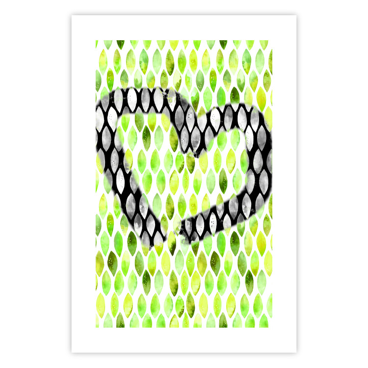 Wall Poster Spring Sign - composition with a painted watercolor green pattern and a heart 118277 additionalImage 19