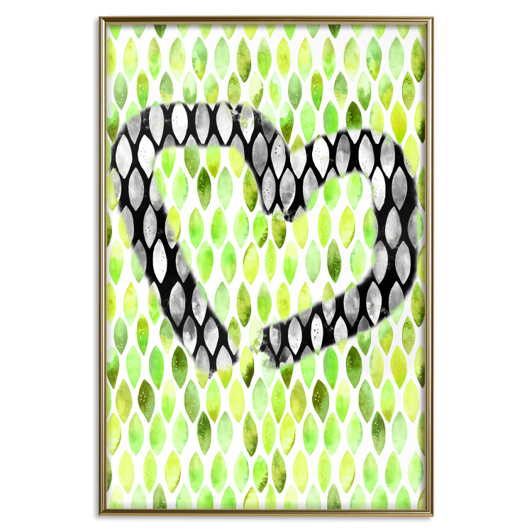 Wall Poster Spring Sign - composition with a painted watercolor green pattern and a heart 118277 additionalImage 16