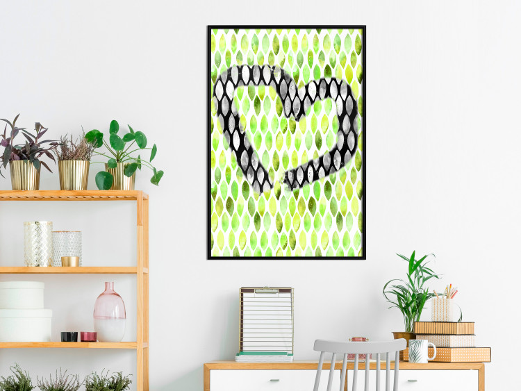 Wall Poster Spring Sign - composition with a painted watercolor green pattern and a heart 118277 additionalImage 3