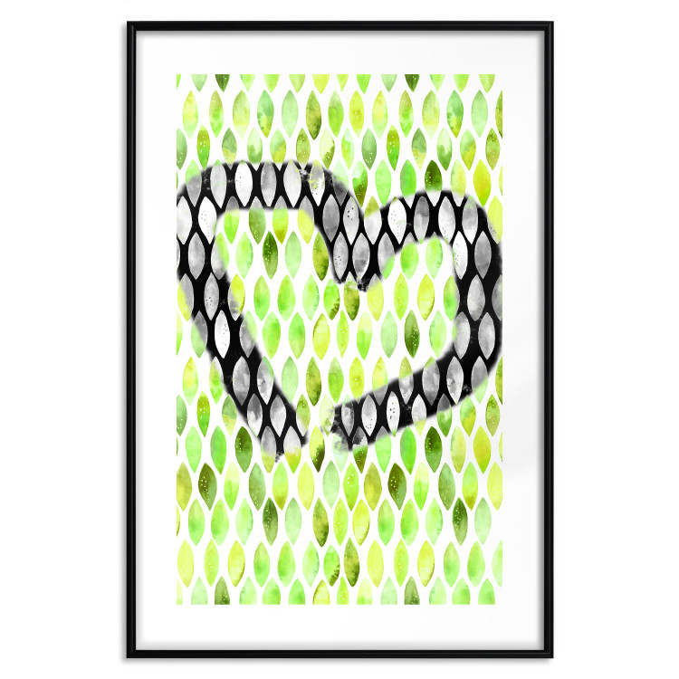 Wall Poster Spring Sign - composition with a painted watercolor green pattern and a heart 118277 additionalImage 15