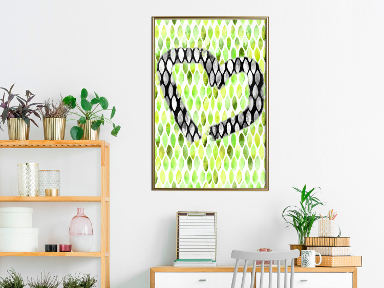 Wall Poster Spring Sign - composition with a painted watercolor green pattern and a heart 118277 additionalImage 5