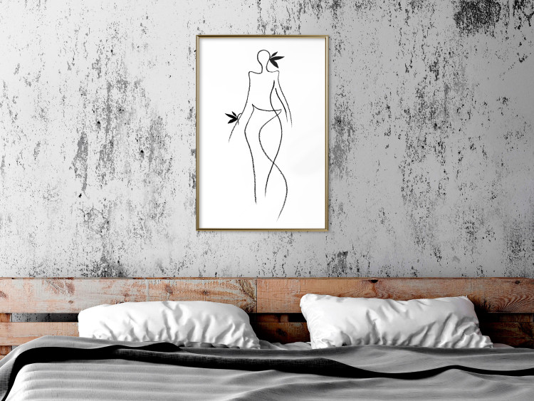 Wall Poster Exotic Dance - black and white simple line art with a woman's silhouette 119277 additionalImage 10