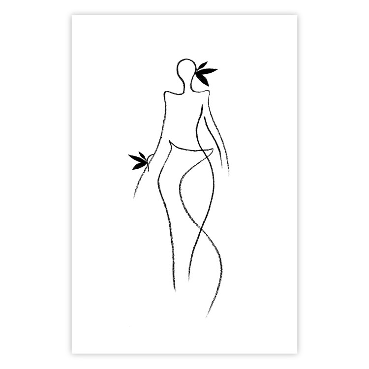 Wall Poster Exotic Dance - black and white simple line art with a woman's silhouette 119277 additionalImage 25