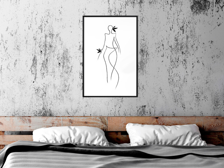 Wall Poster Exotic Dance - black and white simple line art with a woman's silhouette 119277 additionalImage 12