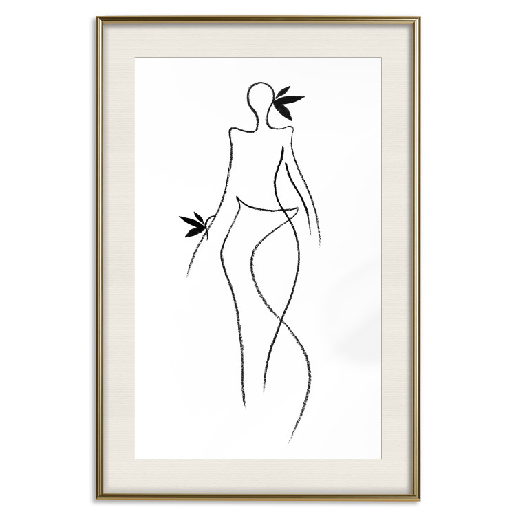 Wall Poster Exotic Dance - black and white simple line art with a woman's silhouette 119277 additionalImage 19