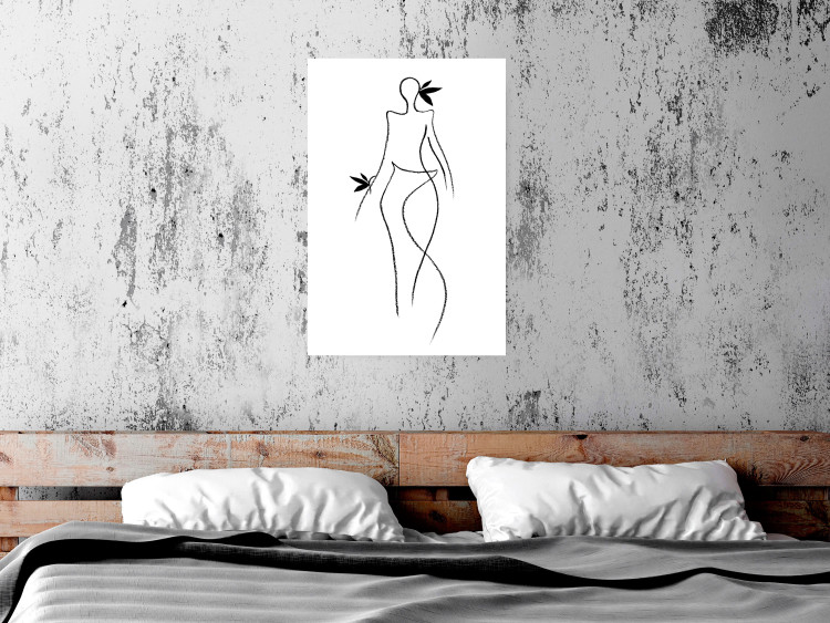 Wall Poster Exotic Dance - black and white simple line art with a woman's silhouette 119277 additionalImage 23
