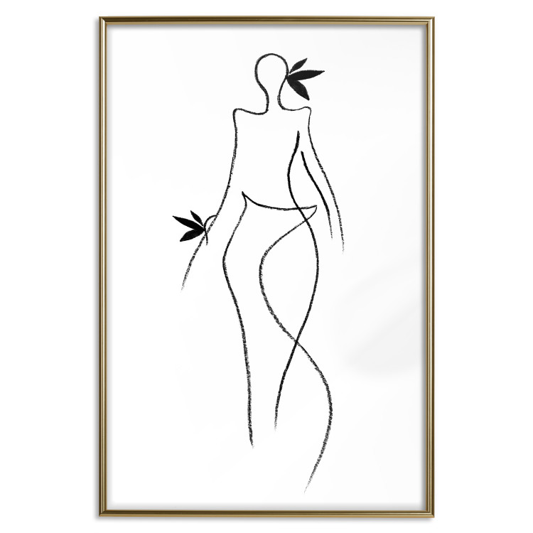 Wall Poster Exotic Dance - black and white simple line art with a woman's silhouette 119277 additionalImage 20