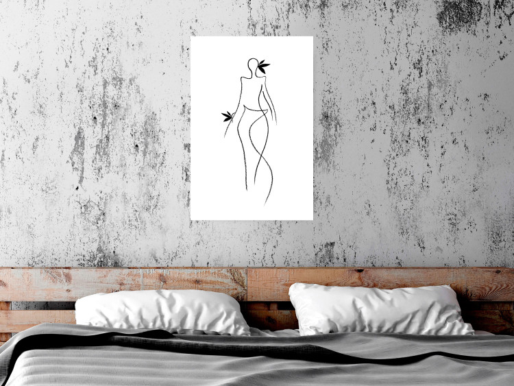 Wall Poster Exotic Dance - black and white simple line art with a woman's silhouette 119277 additionalImage 14