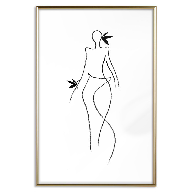 Wall Poster Exotic Dance - black and white simple line art with a woman's silhouette 119277 additionalImage 16