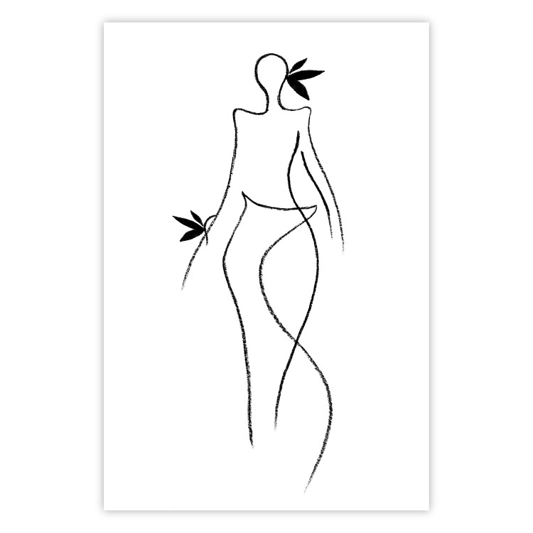 Wall Poster Exotic Dance - black and white simple line art with a woman's silhouette 119277