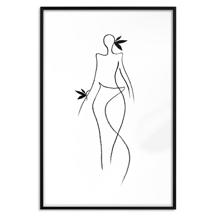 Wall Poster Exotic Dance - black and white simple line art with a woman's silhouette 119277 additionalImage 17