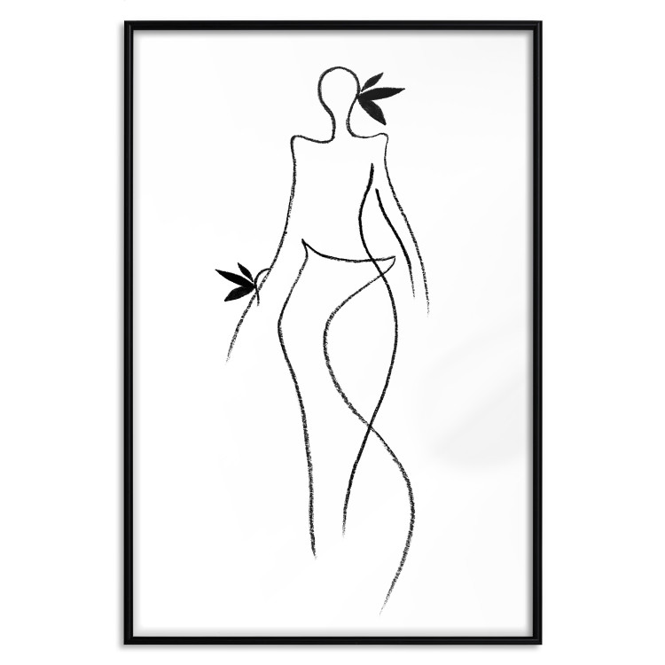 Wall Poster Exotic Dance - black and white simple line art with a woman's silhouette 119277 additionalImage 24