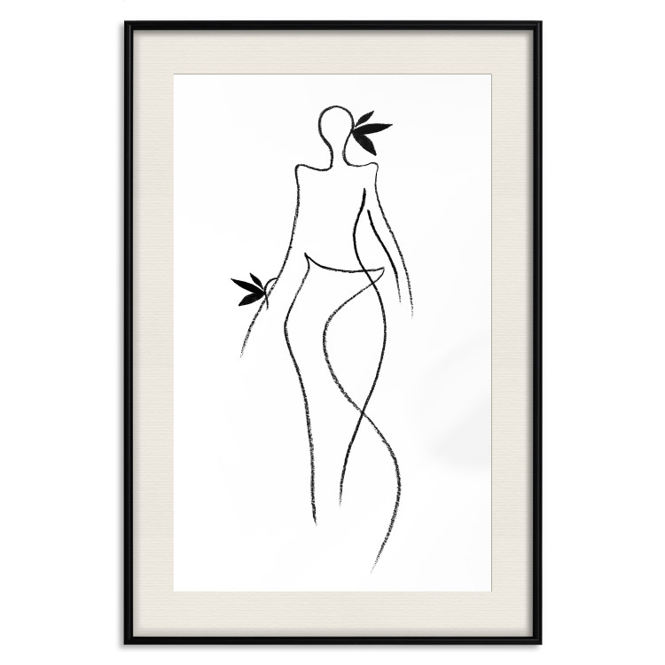 Wall Poster Exotic Dance - black and white simple line art with a woman's silhouette 119277 additionalImage 18