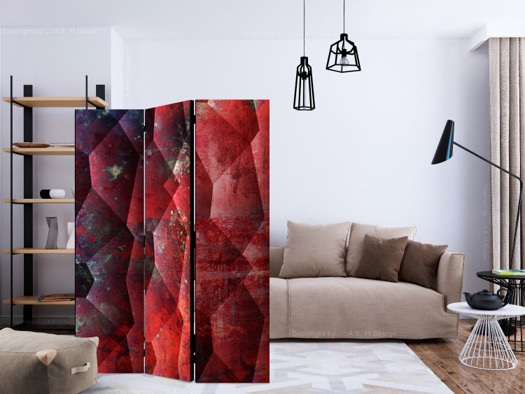 Room Divider Screen Purple Relief - red geometric texture in an abstract style 122977 additionalImage 4