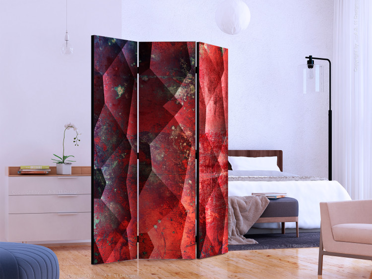Room Divider Screen Purple Relief - red geometric texture in an abstract style 122977 additionalImage 2