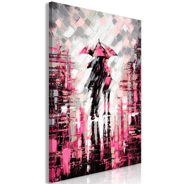 Canvas Art Print Walk under a pink umbrella - abstract landscape with silhouettes 123077 additionalImage 2