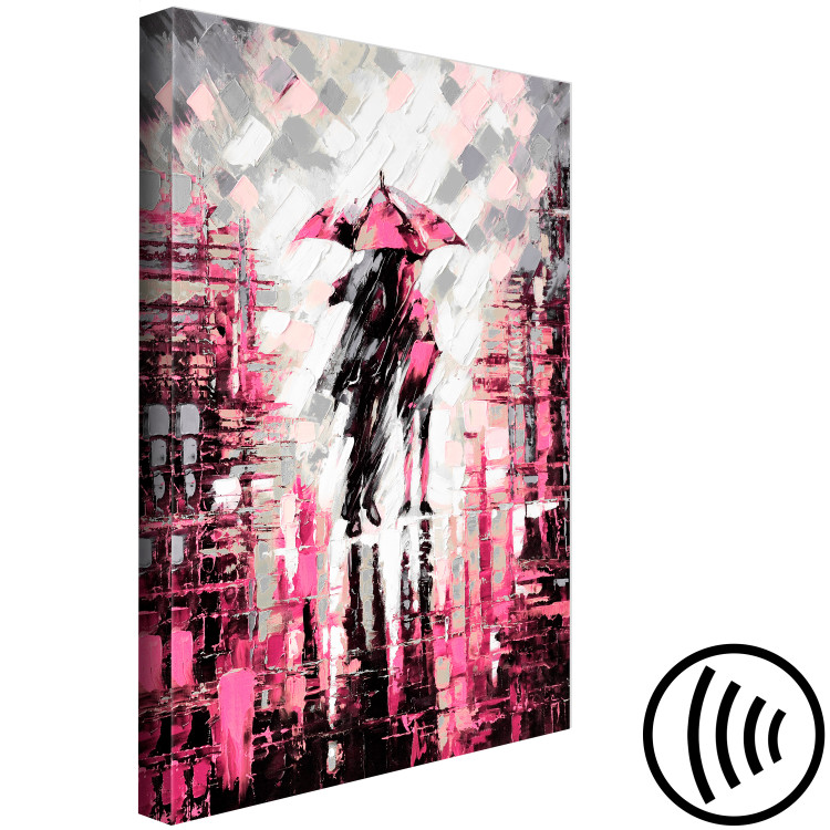 Canvas Art Print Walk under a pink umbrella - abstract landscape with silhouettes 123077 additionalImage 6