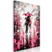 Canvas Art Print Walk under a pink umbrella - abstract landscape with silhouettes 123077 additionalThumb 2