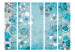 Room Separator Scent of Spring II (5-piece) - abstraction with blue flowers and leaves 124277 additionalThumb 3