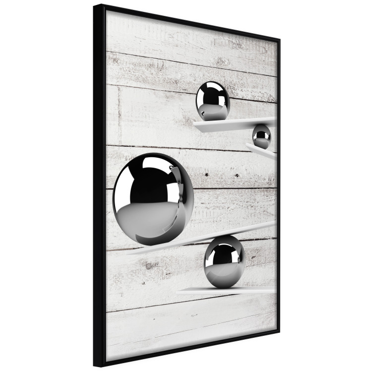 Poster Perfect Balance - abstract metal balls on a wooden background 125177 additionalImage 10