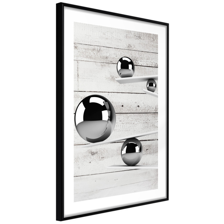 Poster Perfect Balance - abstract metal balls on a wooden background 125177 additionalImage 11