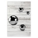 Poster Perfect Balance - abstract metal balls on a wooden background 125177