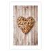 Poster Warm Heart - brown heart with a bouquet on a wooden texture 125277 additionalThumb 25
