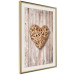 Poster Warm Heart - brown heart with a bouquet on a wooden texture 125277 additionalThumb 2