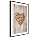 Poster Warm Heart - brown heart with a bouquet on a wooden texture 125277 additionalThumb 11