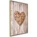 Poster Warm Heart - brown heart with a bouquet on a wooden texture 125277 additionalThumb 12