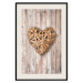Poster Warm Heart - brown heart with a bouquet on a wooden texture 125277 additionalThumb 18