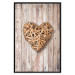 Poster Warm Heart - brown heart with a bouquet on a wooden texture 125277 additionalThumb 18