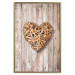Poster Warm Heart - brown heart with a bouquet on a wooden texture 125277 additionalThumb 16