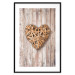 Poster Warm Heart - brown heart with a bouquet on a wooden texture 125277 additionalThumb 15