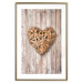 Poster Warm Heart - brown heart with a bouquet on a wooden texture 125277 additionalThumb 16