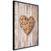 Poster Warm Heart - brown heart with a bouquet on a wooden texture 125277 additionalThumb 10
