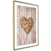 Poster Warm Heart - brown heart with a bouquet on a wooden texture 125277 additionalThumb 6