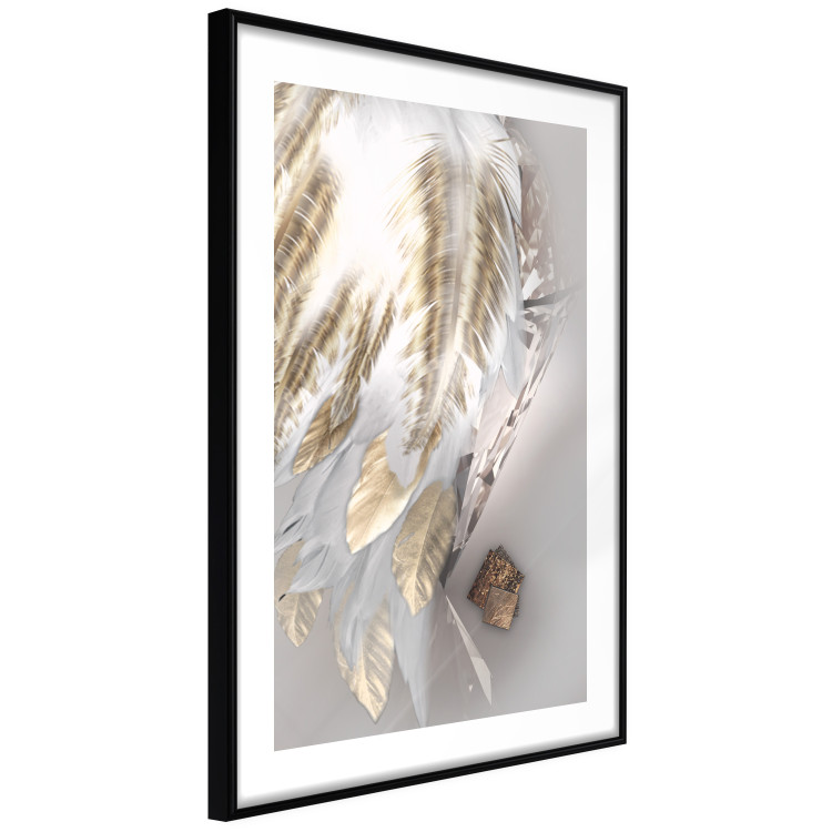 Poster Fallen Angel - abstract composition of white feathers with golden accent 127877 additionalImage 4