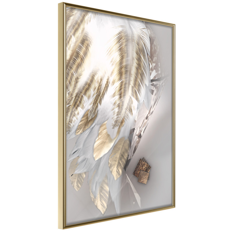 Poster Fallen Angel - abstract composition of white feathers with golden accent 127877 additionalImage 14