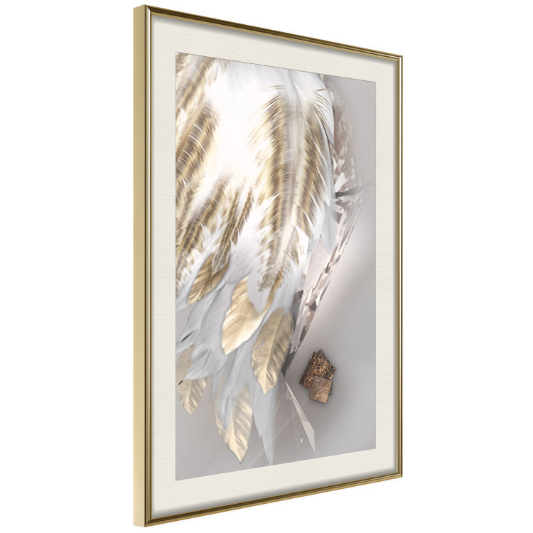 Poster Fallen Angel - abstract composition of white feathers with golden accent 127877 additionalImage 2
