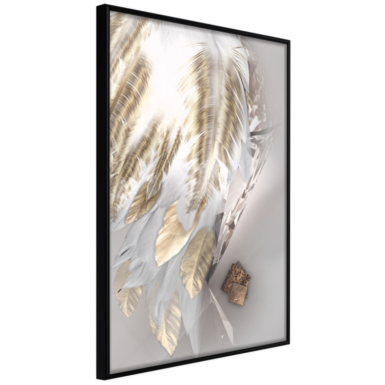 Poster Fallen Angel - abstract composition of white feathers with golden accent 127877 additionalImage 13