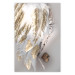 Poster Fallen Angel - abstract composition of white feathers with golden accent 127877
