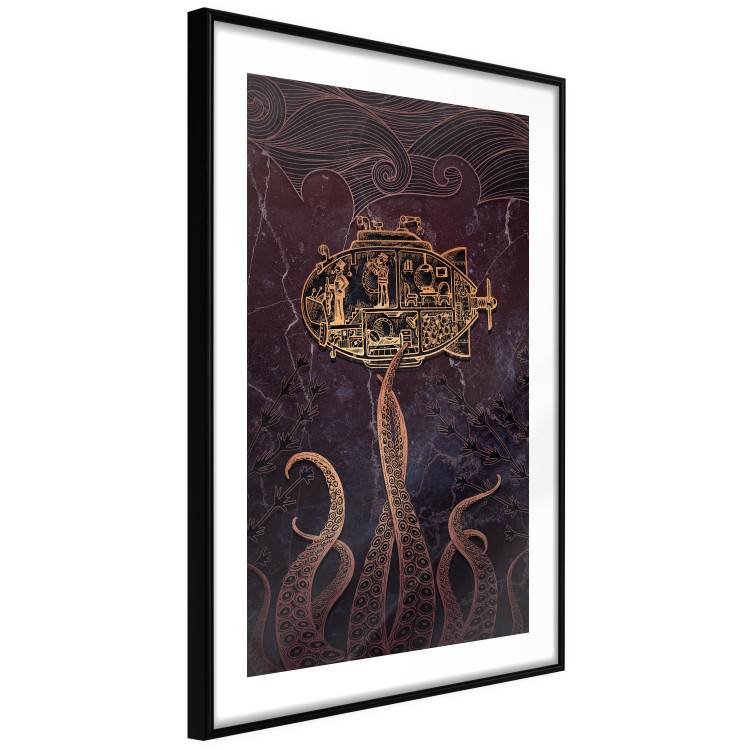 Wall Poster Golden Submarine - maritime abstraction with the ocean and an octopus 129377 additionalImage 6