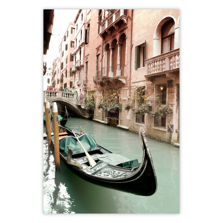 Poster Venetian Memory - river and boats against urban architecture background 129477