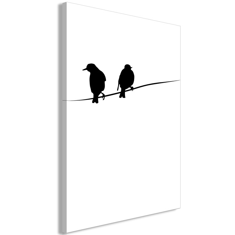 Canvas Bird Chatter (1-part) vertical - black animals on a white background 129577 additionalImage 2