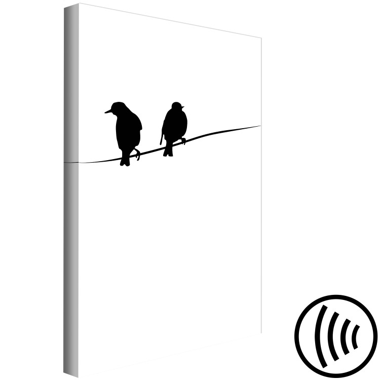 Canvas Bird Chatter (1-part) vertical - black animals on a white background 129577 additionalImage 6